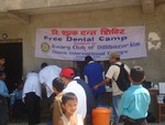 A Scene of Dental Camp Organized by RC Dillibazar at Tin Piple Kavre on October 1 2005. On the occasion 127 person of the locality got the dental treatment 