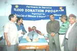 A Scene of Blood Donation Program Organized by RC Dillibazar on 26th of August 2005. 44 persons donated blood on the occasion. DLT Rtn Dilendra Shrestha Took Part in the Program as Chief Guest