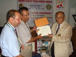 PHF certificate to VP Rtn. Sohan Sundar Shrestha by DGE Rtn. Ratna Man Shakya