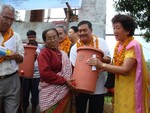 President Rtn. Sargat Vaidya and Rtn. Chandra Lekha Tuladhar Coordinator Water Resource Group gave away Sand Filter to the villagers.