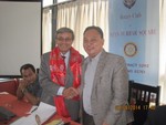 President Rtn. Ajar Man Joshi welcoming District Governor Rabindra Piya