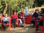 Playing Bingo at picnic