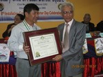 Hand over of Charter certificate from President Mangal Man Bajracharya to Incoming President Bimal Lal Shrestha